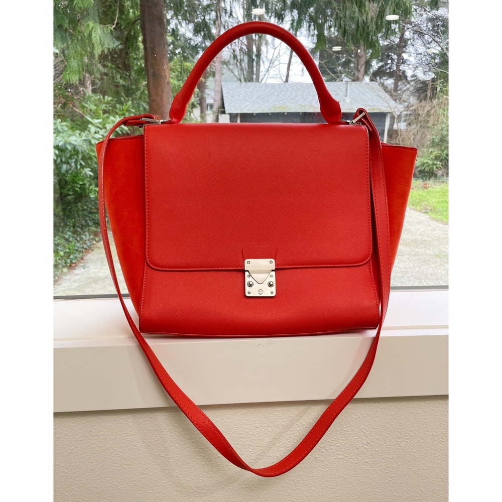 Zara Woman Top Handle Purse in Red-Orange